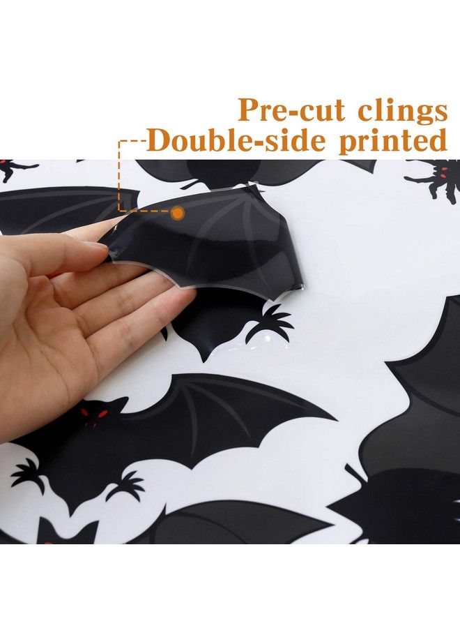 Halloween Decorations Window Clings Decor Large Scary Silhouette Bats Spider Kids School Home Office Accessories Party Supplies Gifts 6 Sheet 59Pcs