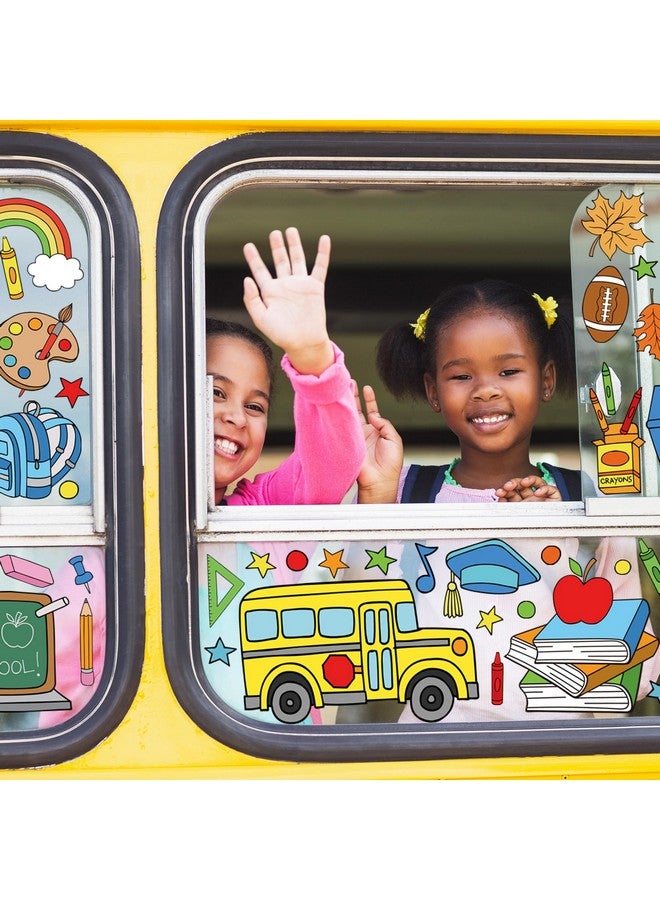 9 Sheets Back To School Window Clings Colorful Apple School Bus Blackboard Doublesided Window Stickers For First Day Of School Party Supplies School Home Wall Glass Blackboard Decorations