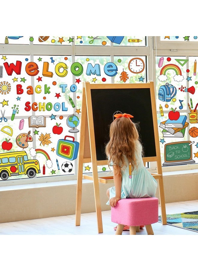 9 Sheets Back To School Window Clings Colorful Apple School Bus Blackboard Doublesided Window Stickers For First Day Of School Party Supplies School Home Wall Glass Blackboard Decorations