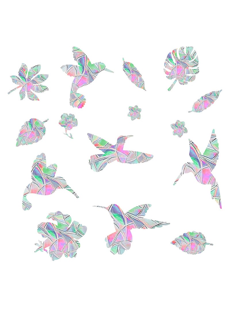 60Pcs Anti Collision Window Decals for Birds Bird Shape Window Sticker Alert Rainbow Reflection Stickers Preventing People and Bird Strikes on Window Static Cling Decals Indoor Decorations