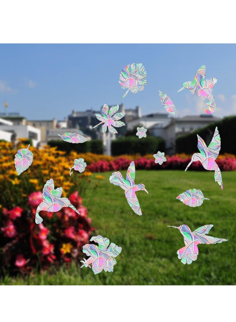 60Pcs Anti Collision Window Decals for Birds Bird Shape Window Sticker Alert Rainbow Reflection Stickers Preventing People and Bird Strikes on Window Static Cling Decals Indoor Decorations