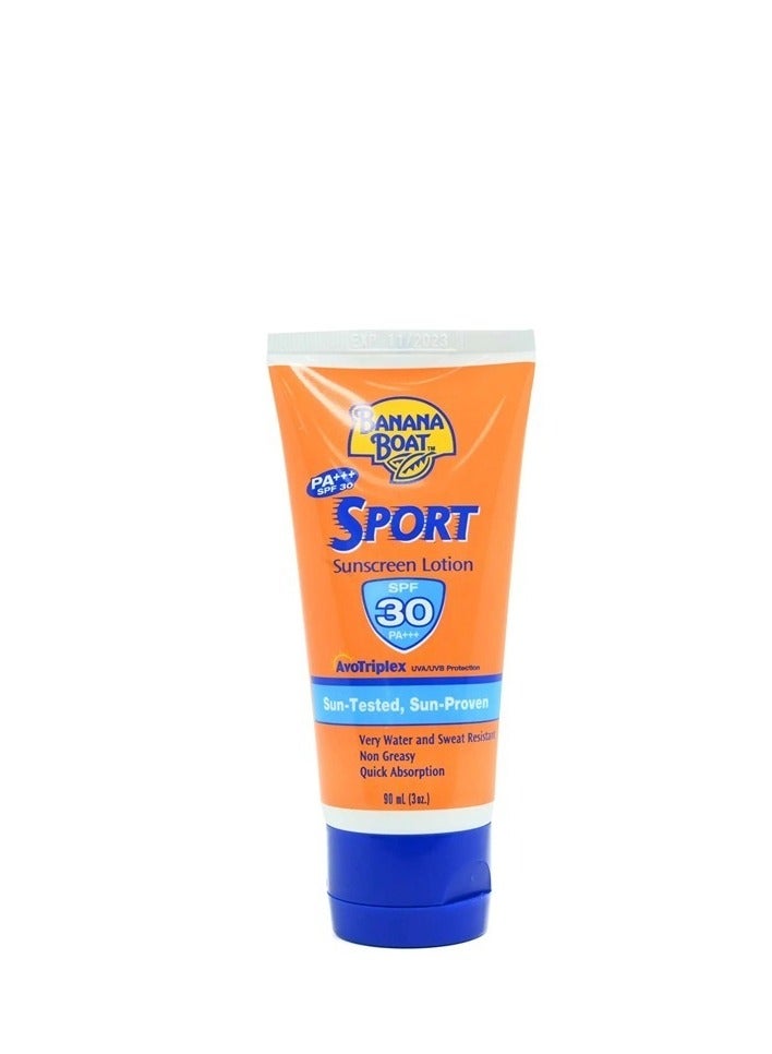 Sport Sunscreen Lotion UVA UVB Sun Protection SPF 30 Water and Sweat Resistance Non Greasy Formula Quick Absorbent 90ml