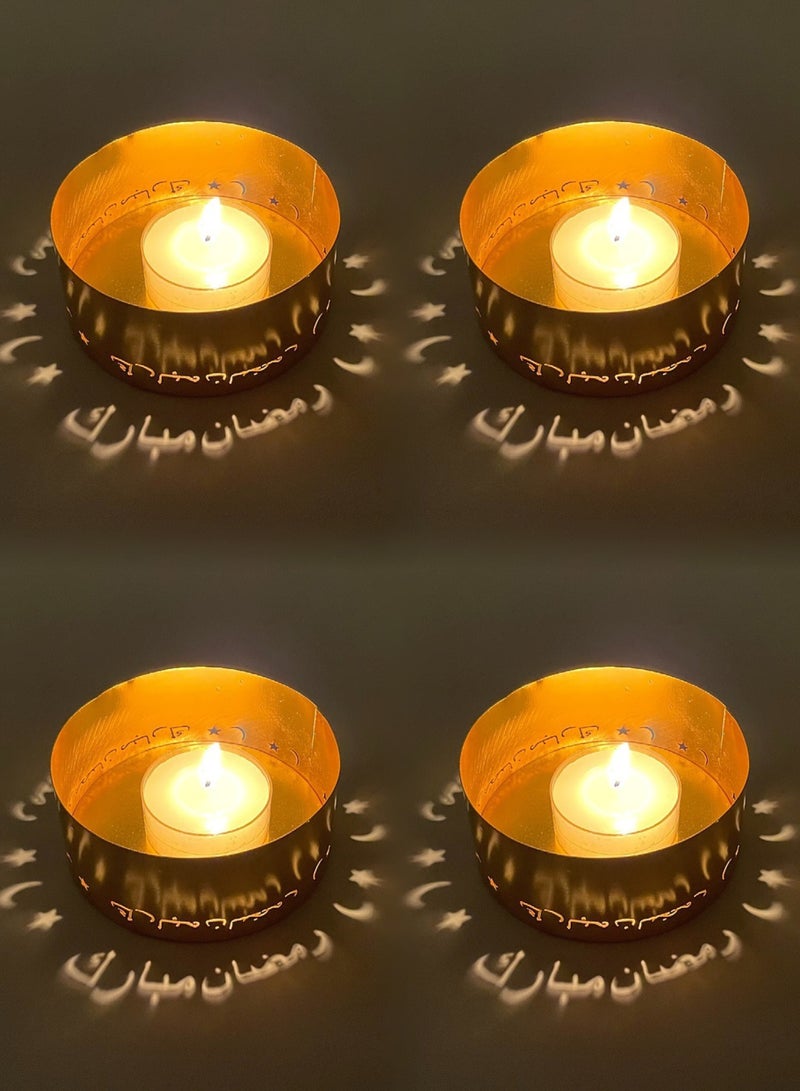 4 Pieces Projection Candle Holder Candle Holder Home Decoration Holiday Decoration The Auspicious Celebration Of Ramadan In Arabic