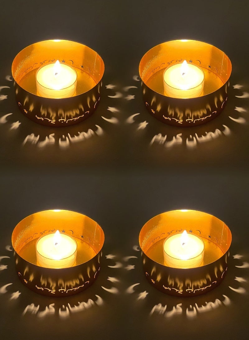 4 Pieces Projection Candle Holder Candle Holder Home Decoration Holiday Decoration The Auspicious of Ramadan in Arabic