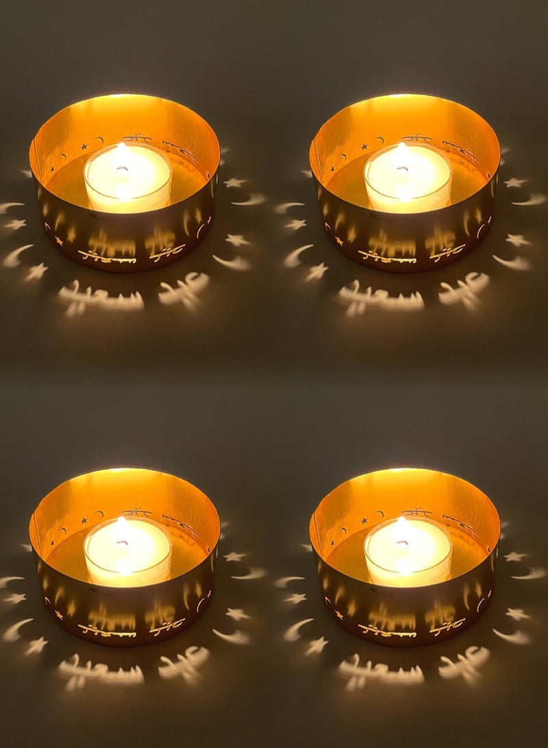 4 Pieces Projection Candle Holder Candle Holder Home Decoration Holiday Decoration Arabic Happy Holidays