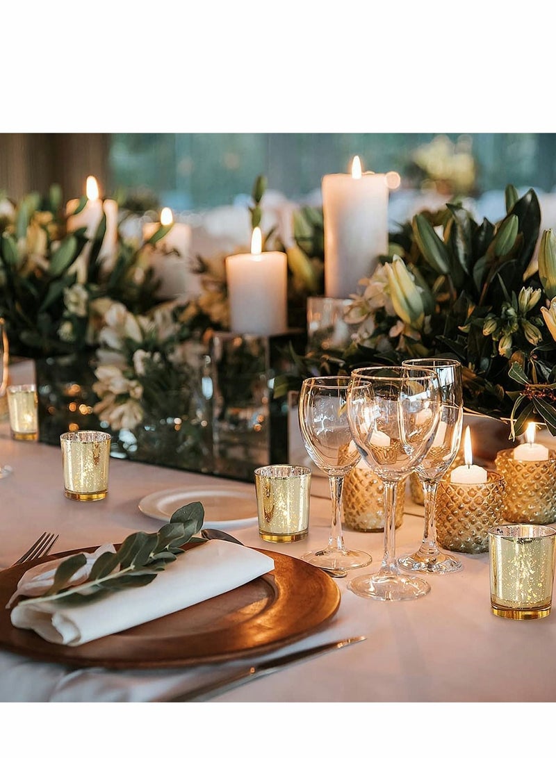 12Pcs Gold Votive Candle Holders for Table - Glass Votives Holder Wedding Centerpieces & Party Decorations Valentine's Decor