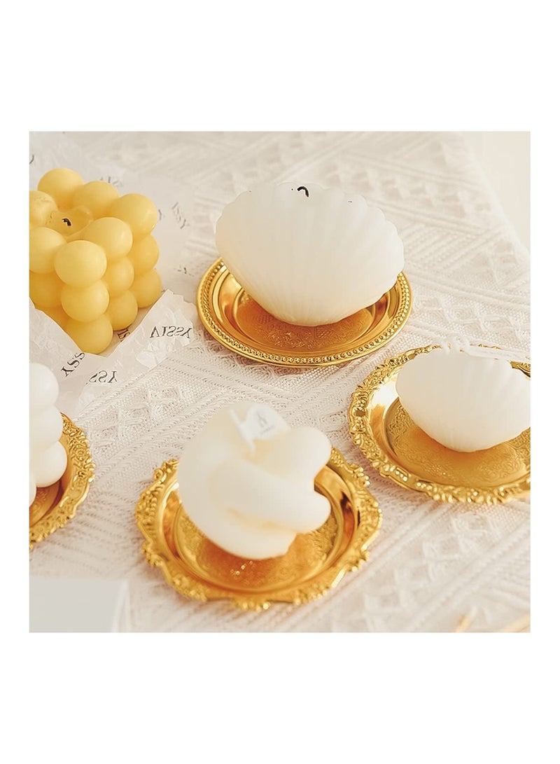 4 PCS Gold Tealight Holders, Decorative Candle Plates Iron Votive Displays Home Coffee Table Accents Elegant Centerpieces Stylish Decor Accessories For Dining Living Room Gifts