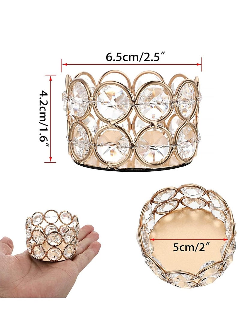 Glass Candle Holder, Tea Light Crystal Votive Decorative Tealight Stands Centerpieces for Dining Table Wedding Party Home Decor (6 Pieces Gold)