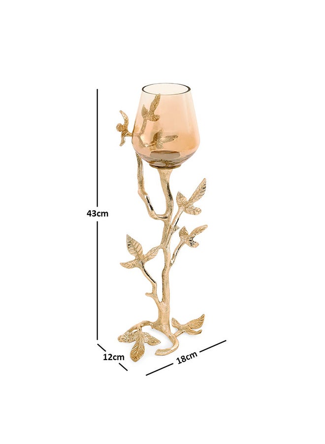 Mural Votive Candle Holder, Gold - 12x43 cm