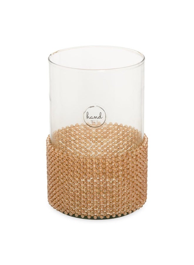 Maha Crystal Candle Holder, Brown - 15X25 Cm