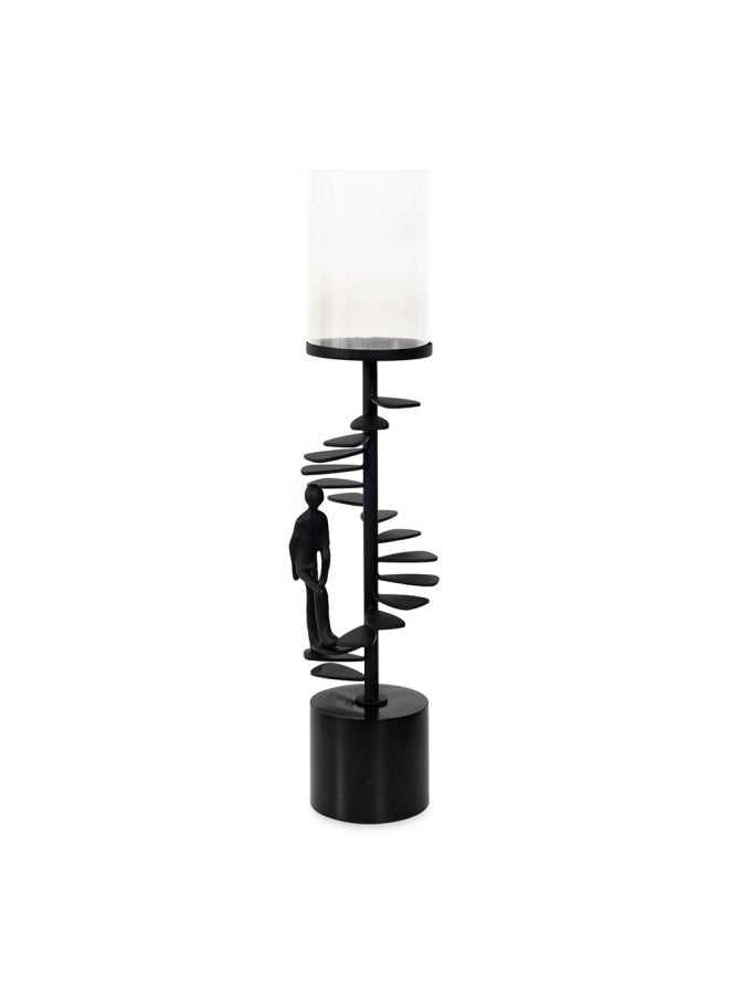 Troe Pillar Candle Holder, Black - 12.5X61 Cm