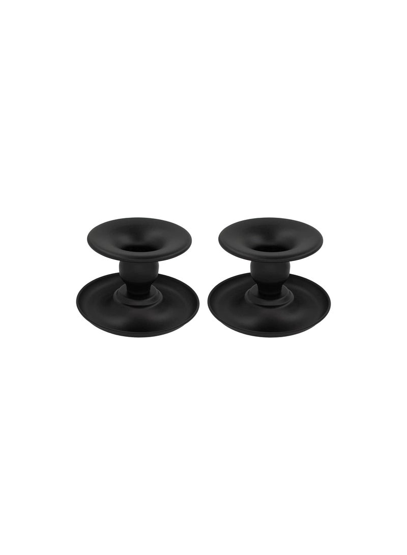 SYOSI Candle Holder, for Table Centerpiece, Metal Candle Holders for Pillar Candle or Taper Candle, Matte Black, 2PCS