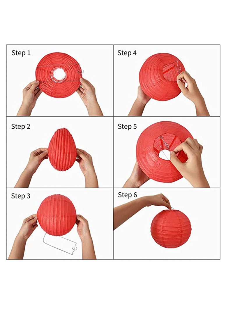 16Pcs Colorful Paper Lanterns Decorative, Chinese/Japanese Hanging Round Foldable Lantern, for Birthday, Wedding, Halloween, Bridal Shower, Home Decor, Party (Size of 4”, 6”, 8”, 10”)