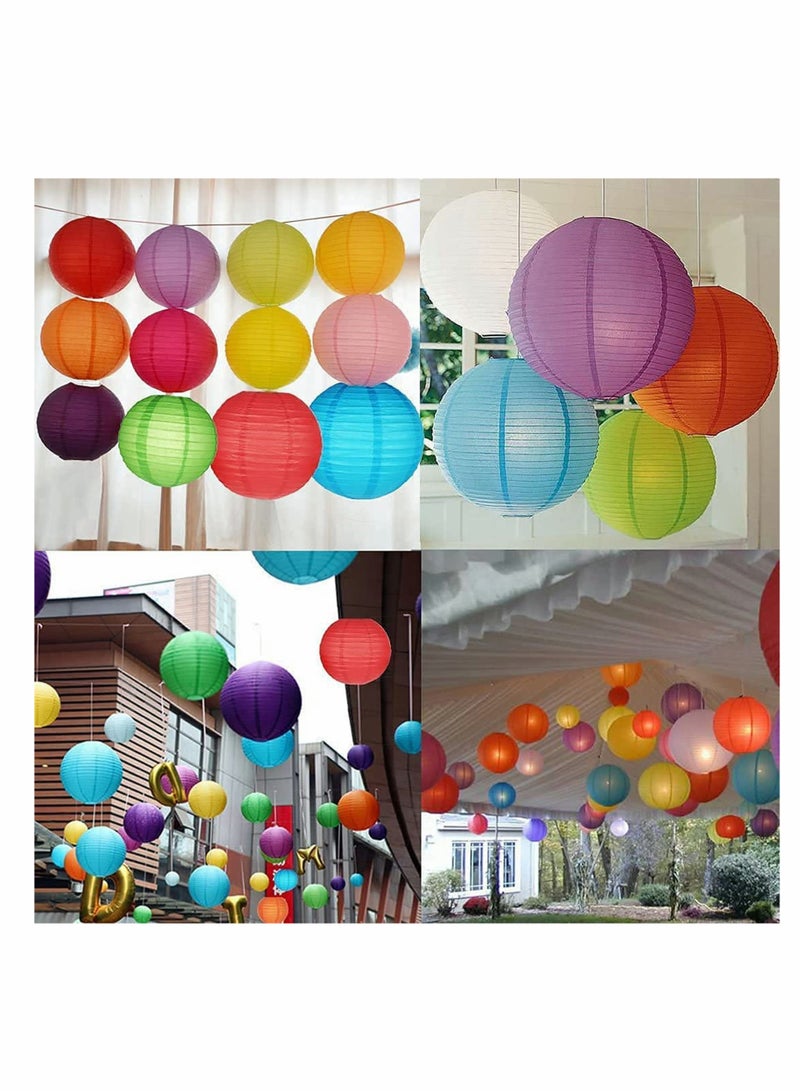 10Pcs Pink Paper Lanterns Decorative Chinese/Japanese Hanging Round Foldable Lantern for Birthday Wedding  Bridal Shower Home Decor Party (Size of 4” 6” 8” 10”)