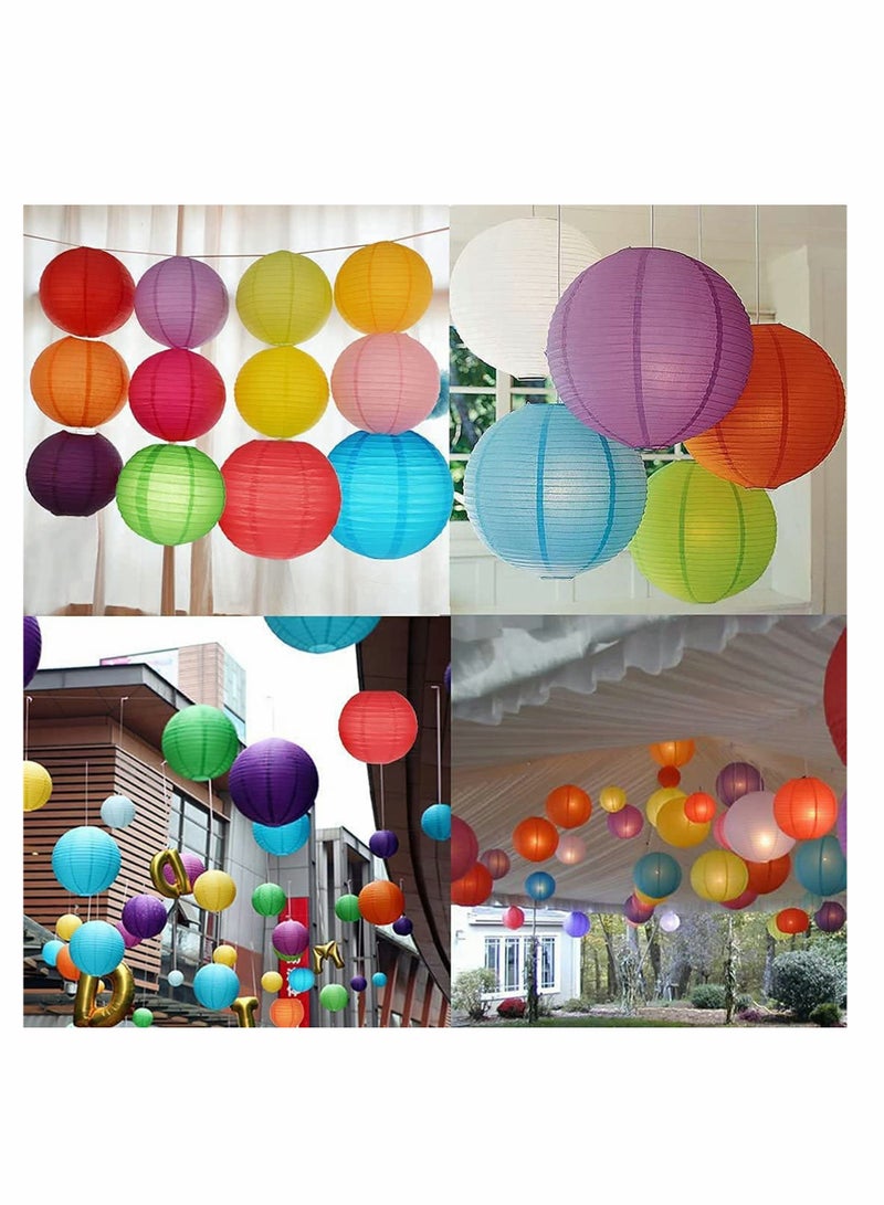 10Pcs Blue Paper Lanterns Decorative Chinese/Japanese Hanging Round Foldable Lantern for Birthday Wedding  Bridal Shower Home Decor Party (Size of 4” 6” 8” 10”)