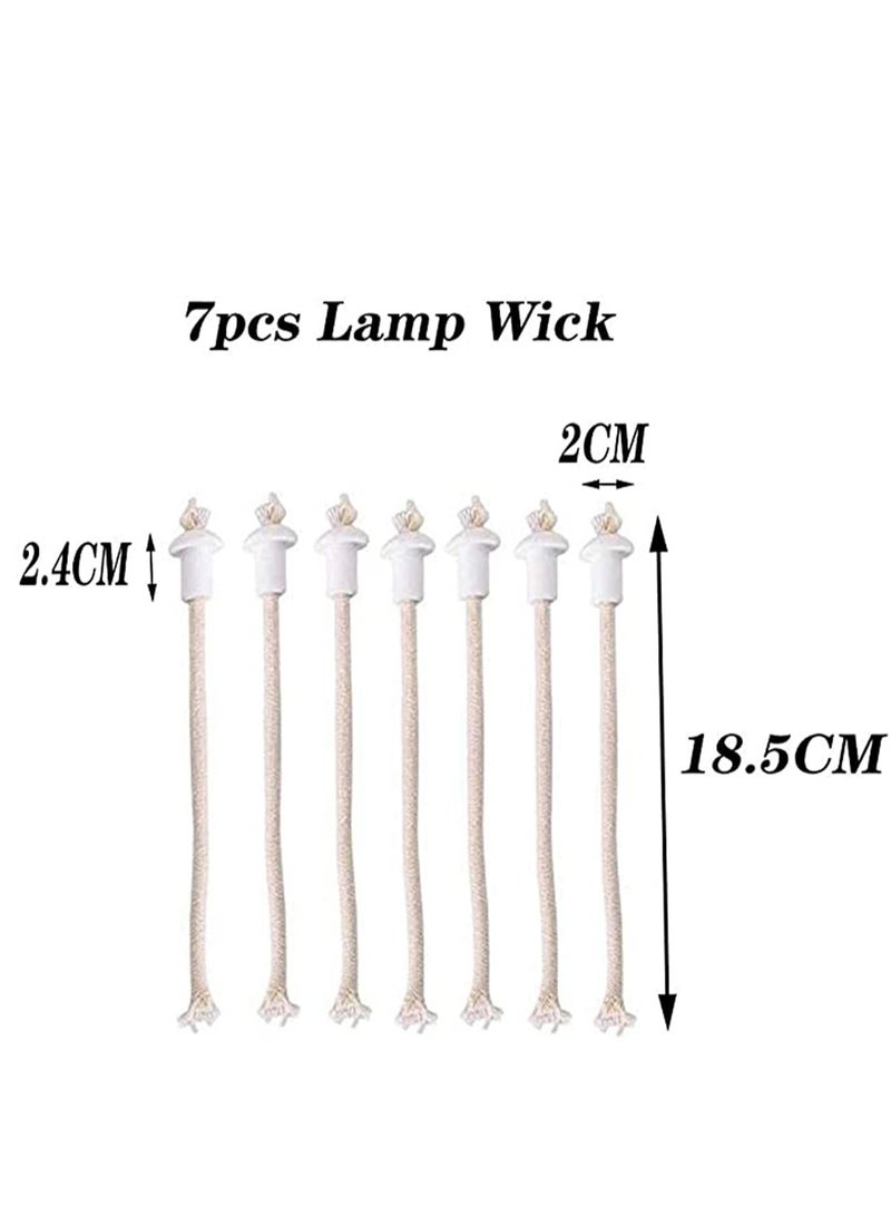 7 pcs Lamp Wick Holder, Kerosene Wick Oil Lantern Wick, Heat-Resistant Wick Cotton Replacement with Ceramic Holders for Bottle Lamp Garden Torch Burner, Kerosene Wick