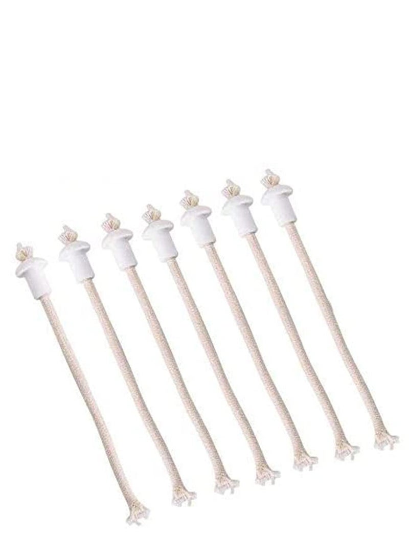 7 pcs Lamp Wick Holder, Kerosene Wick Oil Lantern Wick, Heat-Resistant Wick Cotton Replacement with Ceramic Holders for Bottle Lamp Garden Torch Burner, Kerosene Wick