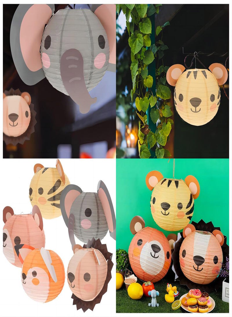 Animal Paper Lanterns Jungle Animal Hanging Lanterns 8Pcs for Birthday Parties Baby Showers Home Doorway Bedroom Ceiling Decor Party Decorations Barnyard Farm Lanterns Party Hanging Lanterns