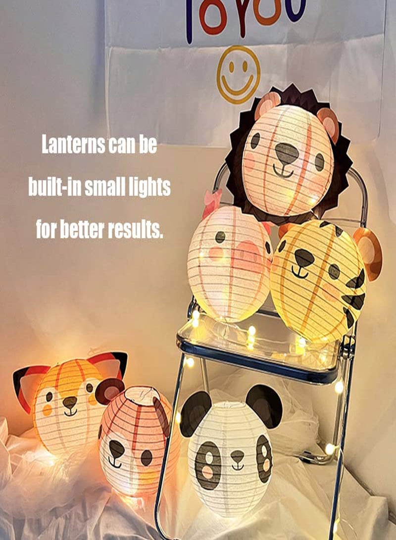 Animal Paper Lanterns Jungle Animal Hanging Lanterns 8Pcs for Birthday Parties Baby Showers Home Doorway Bedroom Ceiling Decor Party Decorations Barnyard Farm Lanterns Party Hanging Lanterns