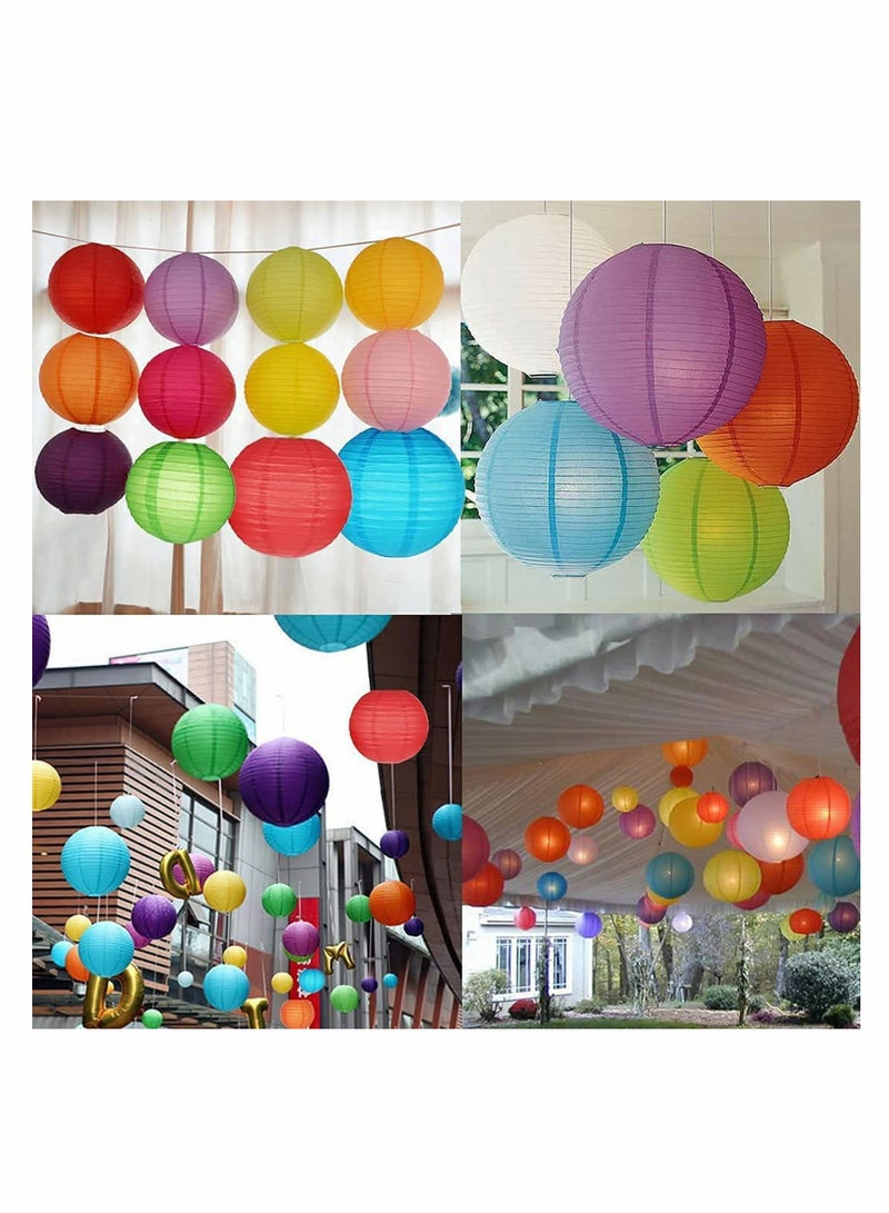 10Pcs Black Paper Lanterns Decorative Chinese/Japanese Hanging Round Foldable Lantern for Birthday Wedding  Bridal Shower Home Decor Party (Size of 4” 6” 8” 10”)