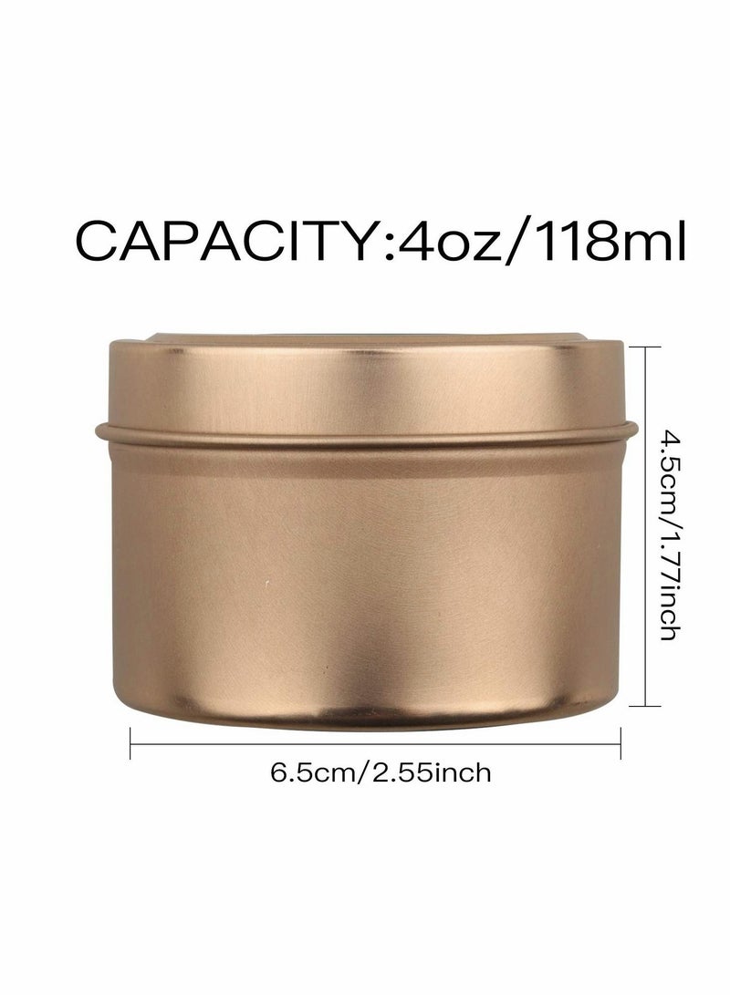 Candle Tins Metal Tins, 12 Pcs 4 oz Metal Tins Candle Jars Candle Containers Candle Tins Empty Candle Jars for Making Candles, Arts & Crafts, Dry Storage, Party Favors and More (Rose Gold)