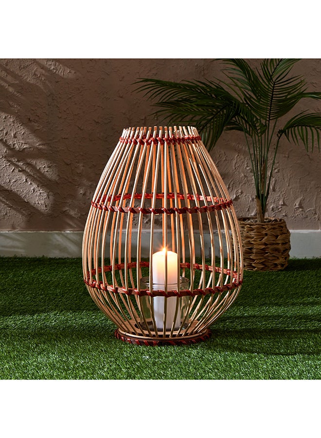 Deckar Bamboo and Wooden Lantern with Glass Votive 38 x 48 x 38 cm