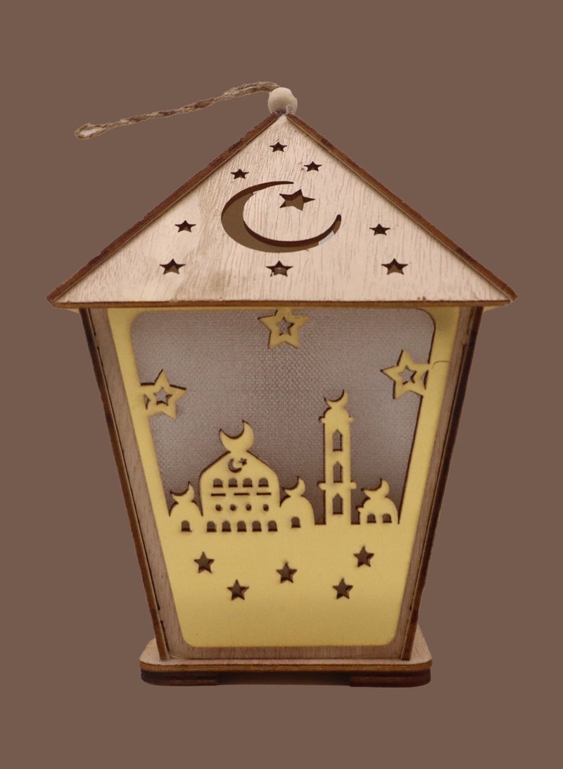 4 Pcs Wooden Ramadan Lantern Ramadan Mubarak Decoration Light Eid Decoration Lantern Lamp For Indoor And Outdoor Use Decoration Ramadan Light 18X13CM