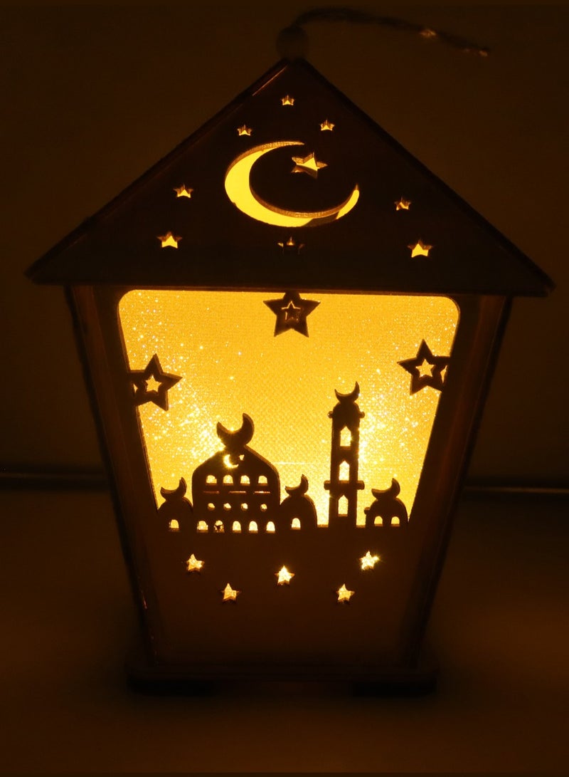 4 Pcs Wooden Ramadan Lantern Ramadan Mubarak Decoration Light Eid Decoration Lantern Lamp For Indoor And Outdoor Use Decoration Ramadan Light 18X13CM