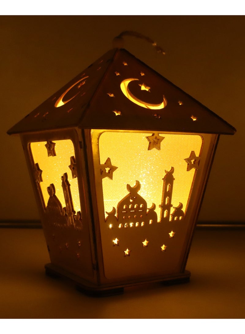 4 Pcs Wooden Ramadan Lantern Ramadan Mubarak Decoration Light Eid Decoration Lantern Lamp For Indoor And Outdoor Use Decoration Ramadan Light 18X13CM