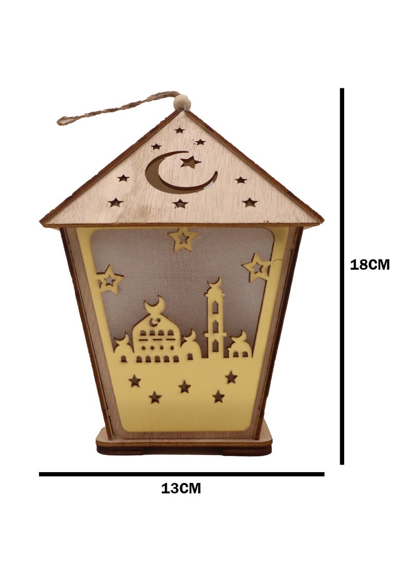 4 Pcs Wooden Ramadan Lantern Ramadan Mubarak Decoration Light Eid Decoration Lantern Lamp For Indoor And Outdoor Use Decoration Ramadan Light 18X13CM