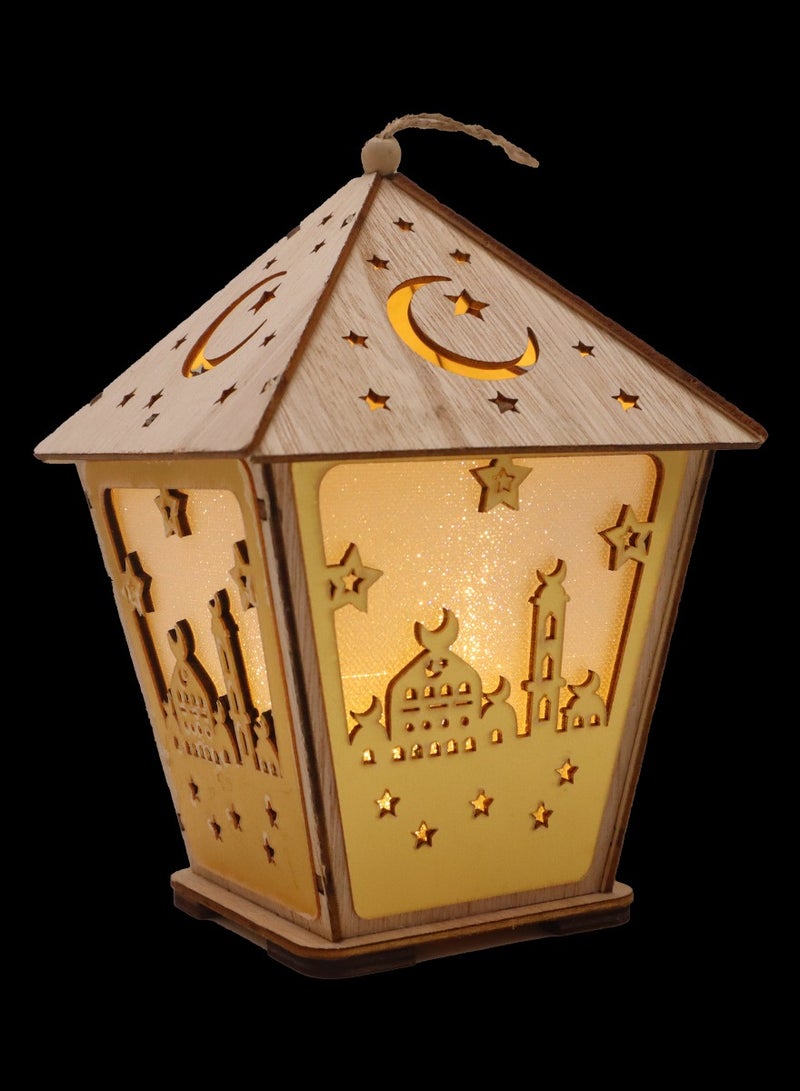 4 Pcs Wooden Ramadan Lantern Ramadan Mubarak Decoration Light Eid Decoration Lantern Lamp For Indoor And Outdoor Use Decoration Ramadan Light 18X13CM