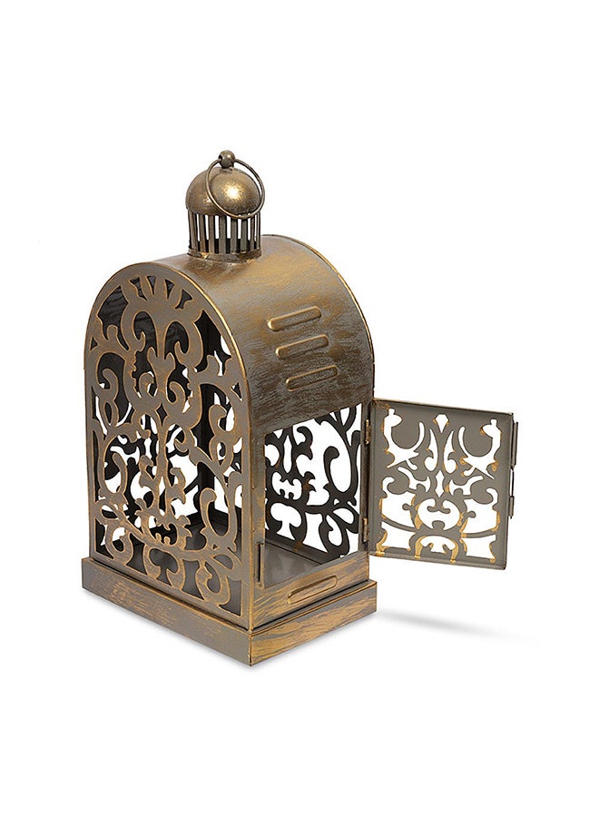 Bethany Lantern, Gold & Grey - 18x12x36 cm