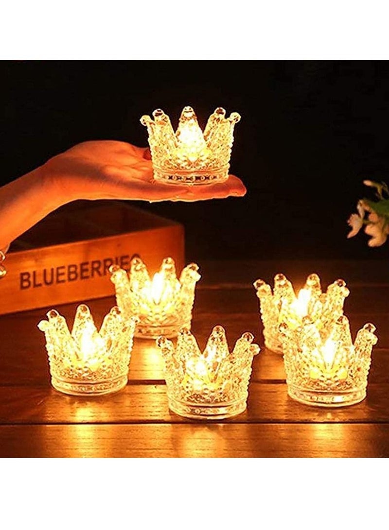 Votive Candle Holders Set of 6 Crown Glass Tealight Holder for Wedding Party and Home Decor Gold Tips