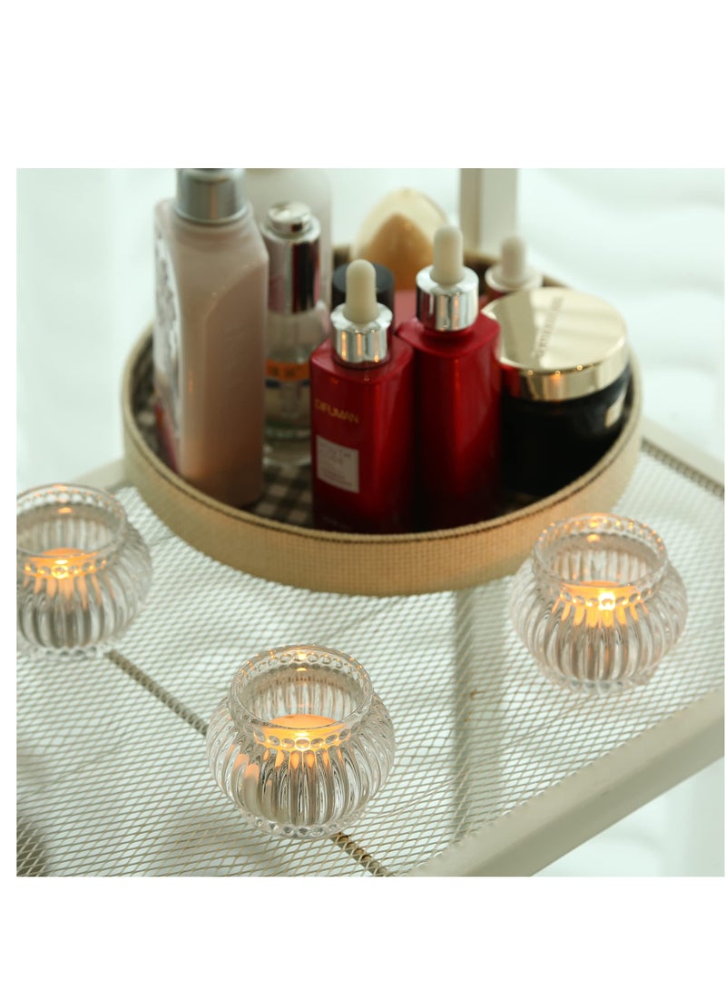 Clear Tealight Candle Holder Set of 12, Clear Glass Tealight Candle Holders for Wedding Party, Tea Light Candles Holder Bulk for  Centerpiece Party (2.65 X1.95, Clear Lantern)