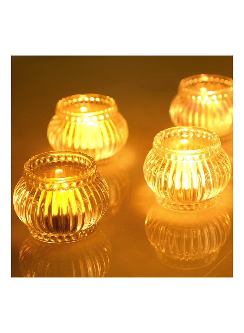Clear Tealight Candle Holder Set of 12, Clear Glass Tealight Candle Holders for Wedding Party, Tea Light Candles Holder Bulk for  Centerpiece Party (2.65 X1.95, Clear Lantern)
