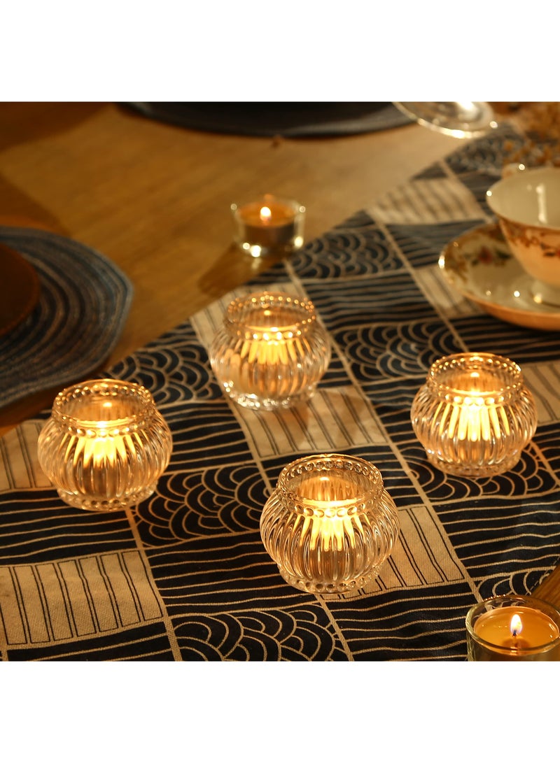Clear Tealight Candle Holder Set of 12, Clear Glass Tealight Candle Holders for Wedding Party, Tea Light Candles Holder Bulk for  Centerpiece Party (2.65 X1.95, Clear Lantern)