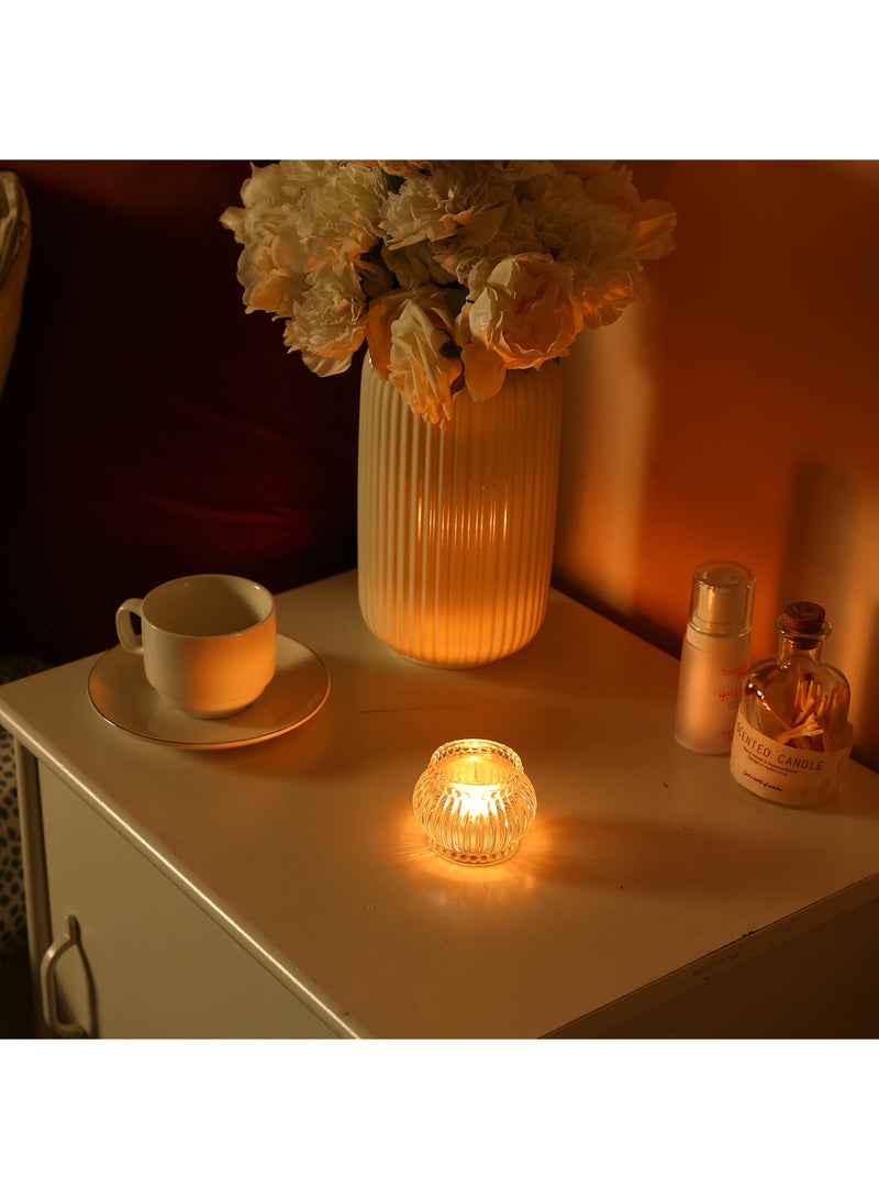 Clear Tealight Candle Holder Set of 12, Clear Glass Tealight Candle Holders for Wedding Party, Tea Light Candles Holder Bulk for  Centerpiece Party (2.65 X1.95, Clear Lantern)