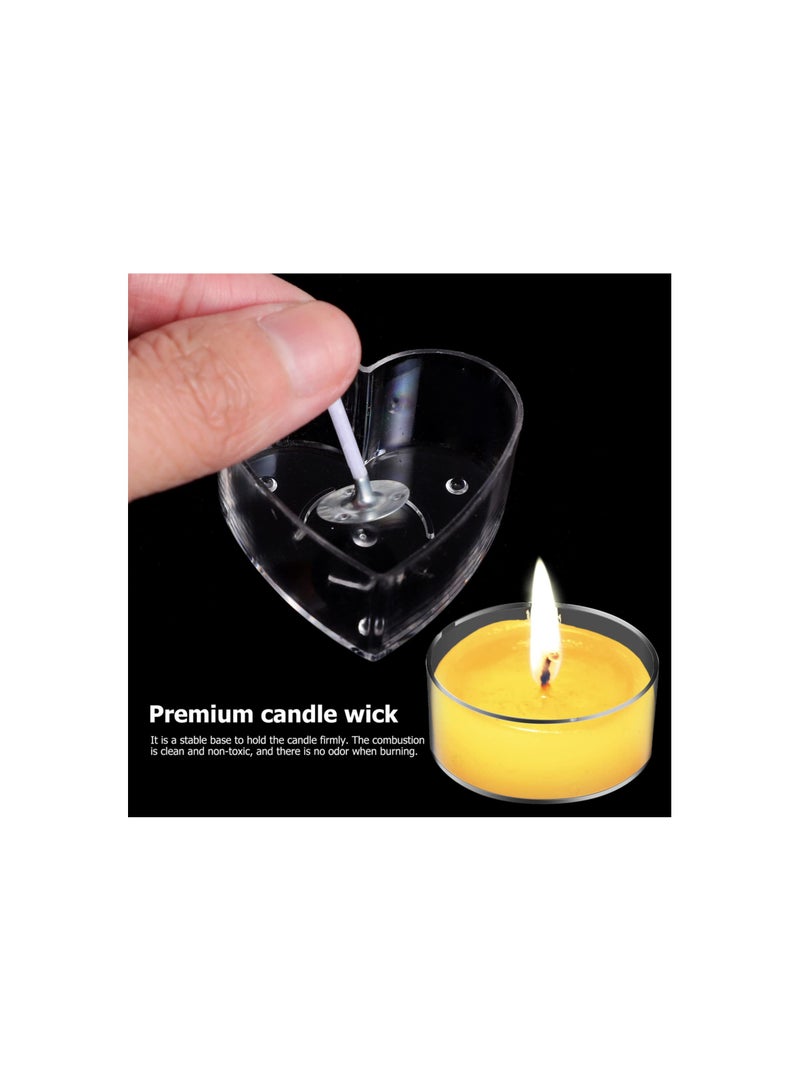 Tealight Candle Cups, 40pcs Plastic Clear Tealight Cups Holders, Candle Wax Tins Jars Cases with 100pcs 40 Mm Candle Wicks Plastic Empty Tealight Tin Container for Candle Diy Tool Home Decorations