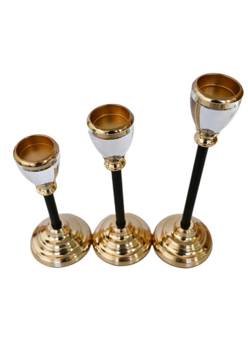 Candle Holders Set of 3 - Metal Candle Holders for Pillar Candles - 3 Pillar Candle Holder Centerpiece - Pillar Candle Holders for Table - Black Candle Holder Set Candle Stands Decorative