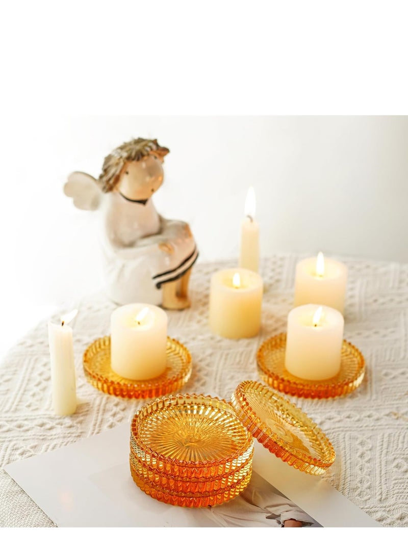 6Pcs Glass Candle Holder for Pillar Candles, Tealight Candles Holders, Candlestick Holders for Wedding, Festival, Dinning , Party