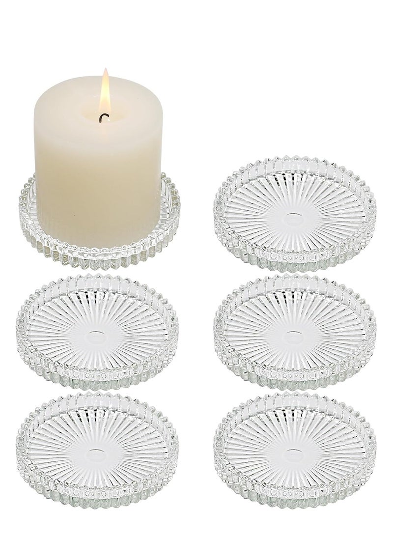 6Pcs Glass Candle Holder for Pillar Candles, Tealight Candles Holders, Candlestick Holders for Wedding, Festival, Dinning , Party