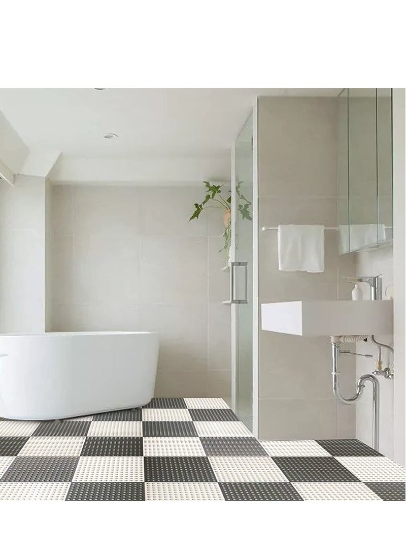 12 Pack Interlocking Non Slip Drainage Floor Tiles, 11.8 X Inch Soft PVC Bath Shower Mat with Suctions Cups, Holes for Bathroom, Kitchen, Pool, Wet Areas