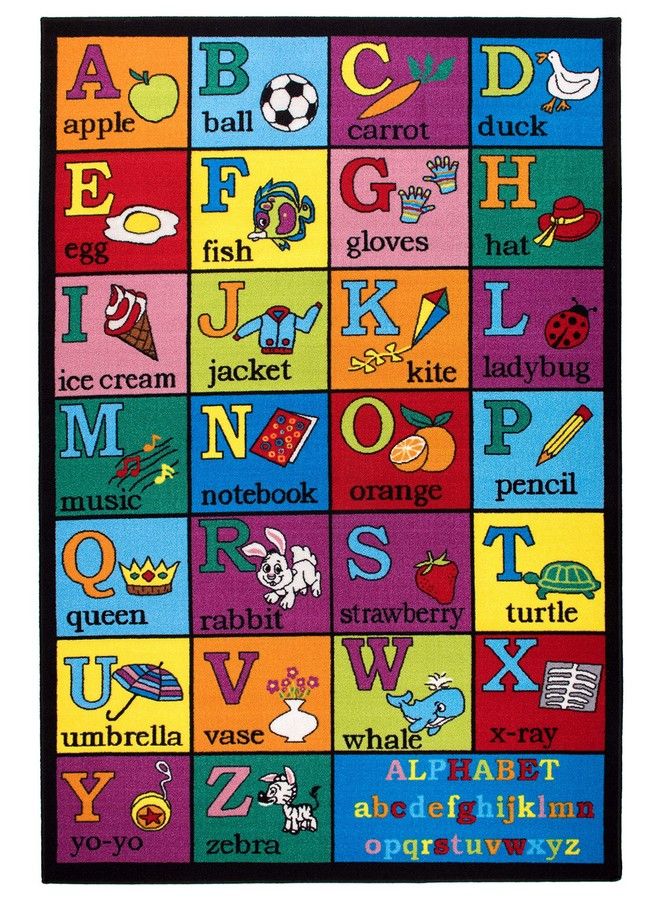 Kids Educational Learning Alphabet Non Skid (Non Slip) Area Rug 3'3