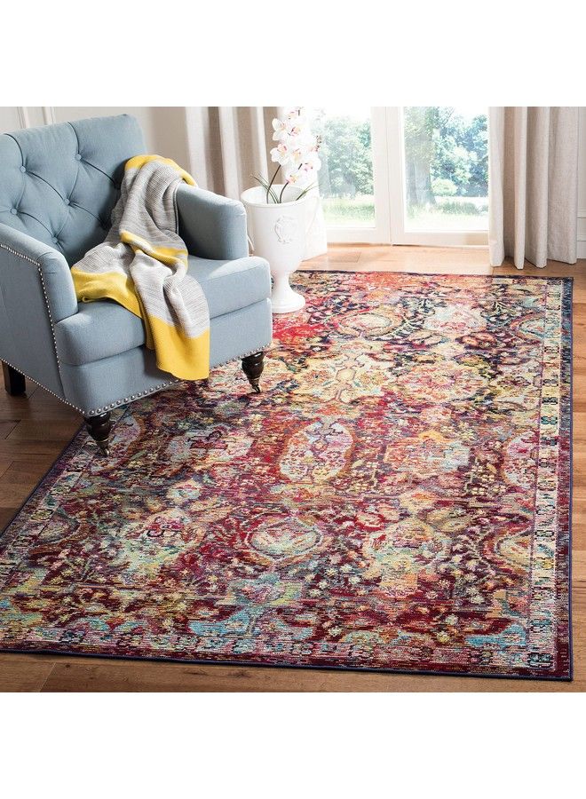 Crystal Collection Accent Rug 3' X 5' Navy & Orange Oriental Distressed Design Nonshedding & Easy Care Ideal For High Traffic Areas In Entryway Living Room Bedroom (Crs505F)