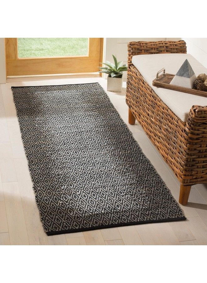 Vintage Leather Collection Accent Rug 3' X 5' Light Grey & Charcoal Handmade Modern Leather Ideal For High Traffic Areas In Entryway Living Room Bedroom (Vtl387B)