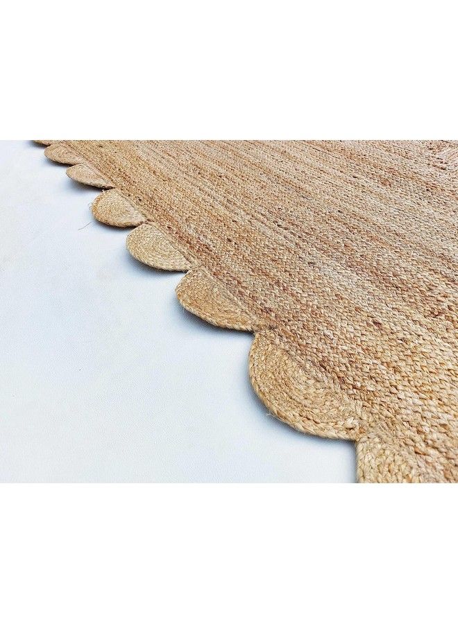 Arise Export Jute Area Rug 2' X 3' Feet Scalloped Pattern Natural For Home Decor Item For Living Room Hallways Bedroom And Kitchen (Natural Colour 2' X 3')