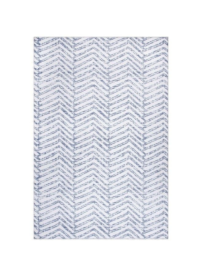 Rosanne Machine Washable Geometric Area Rug 3' X 5' Blue