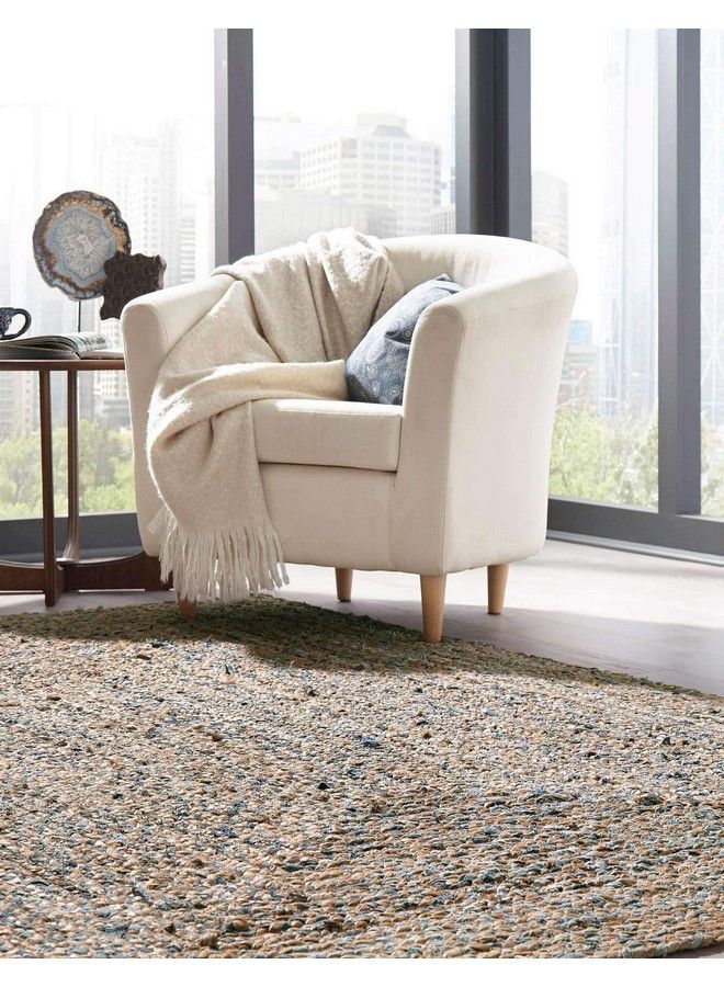 Braided Chindi Collection Casual Modern Area Rug 2 X 3 Feet Blue Tan