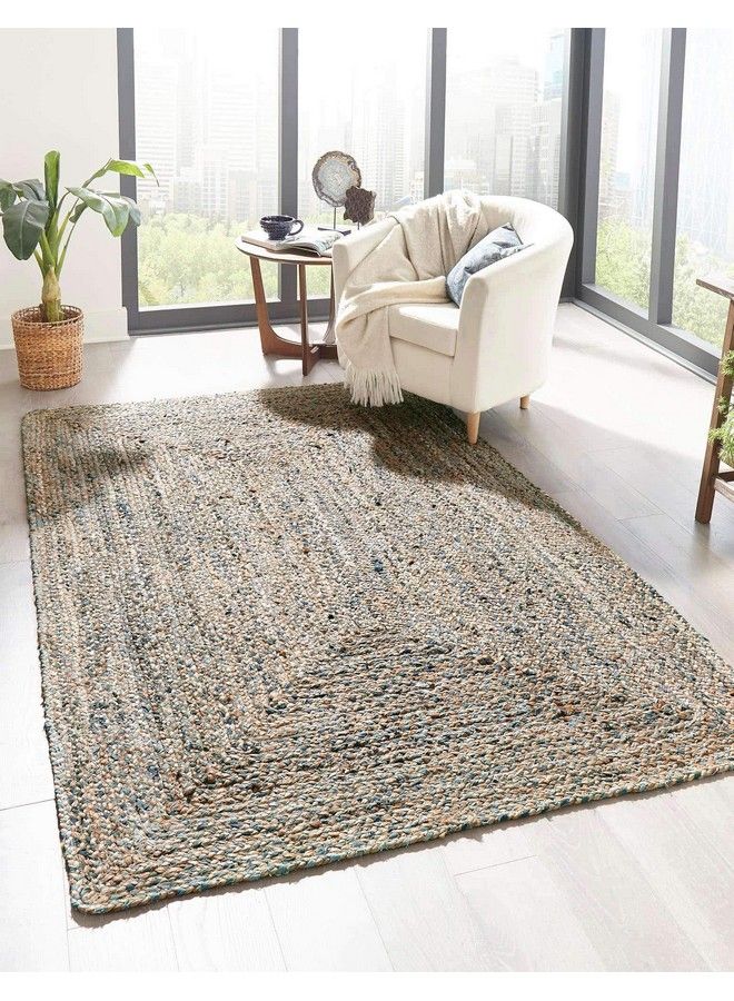 Braided Chindi Collection Casual Modern Area Rug 2 X 3 Feet Blue Tan