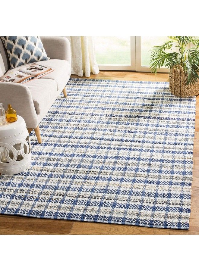 Montauk Collection Accent Rug 3' X 5' Blue & Multi Handmade Cotton Ideal For High Traffic Areas In Entryway Living Room Bedroom (Mtk950B)